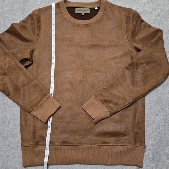 Paisley & Gray Mens Slim Fit Crewneck Sweater Brown Geometric Pattern Sz Medium - Picture 8 of 8